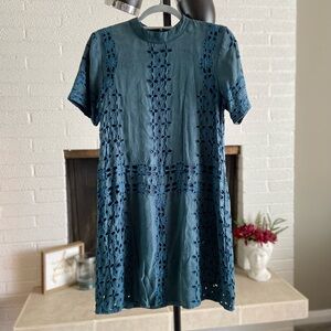 Vintage Teal mini dress with cut out designs